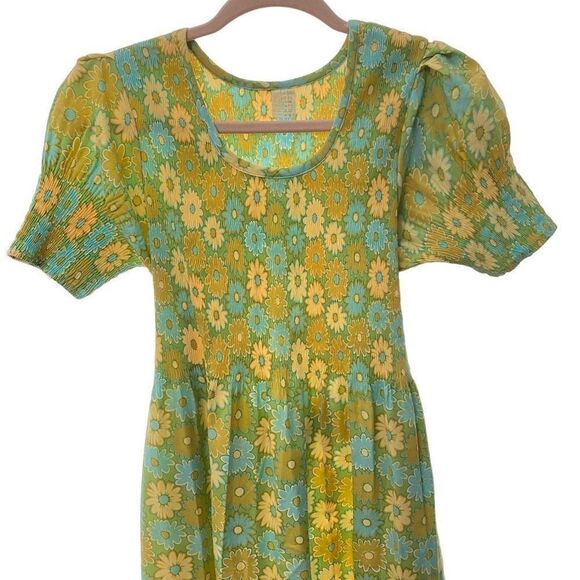 Vintage Green Floral A-Line Dress - Picture 6 of 10